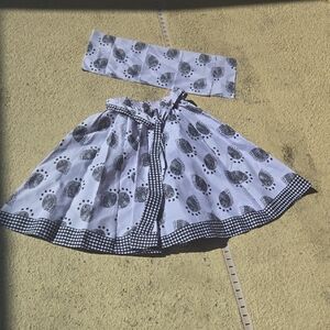 Elegant Black and White Afrikan Patterned Skirt W/ Top Wrap or Head Wrap